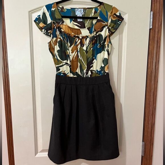 ANTHROPOLOGIE TABITHA Zoya Tweedy Leaves Silk Wool Dress Women’s Size 2 - Picture 1 of 6